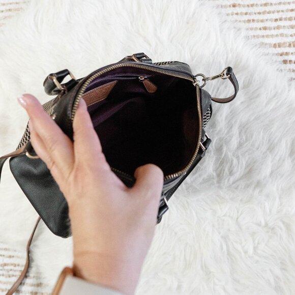 Coach F57242 Legacy Mini Bennett Checkered Satchel Bag Leather Gold Hardware - Picture 9 of 15